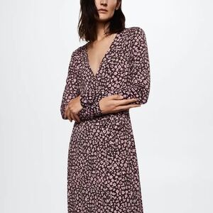 Mango Floral Long Sleeve Wrap Dress